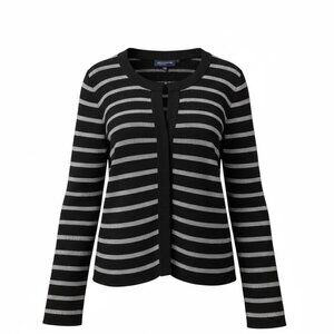 Jones New York Black and Silver Striped Sweater Women’s Size Medium.